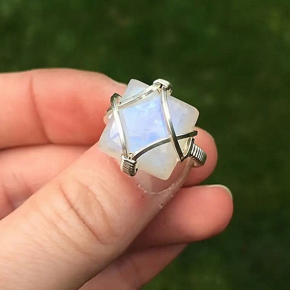 NIB Unique Bohemian Style Moonstone Silver Boho Statement Ring Size 7 - Picture 5 of 10